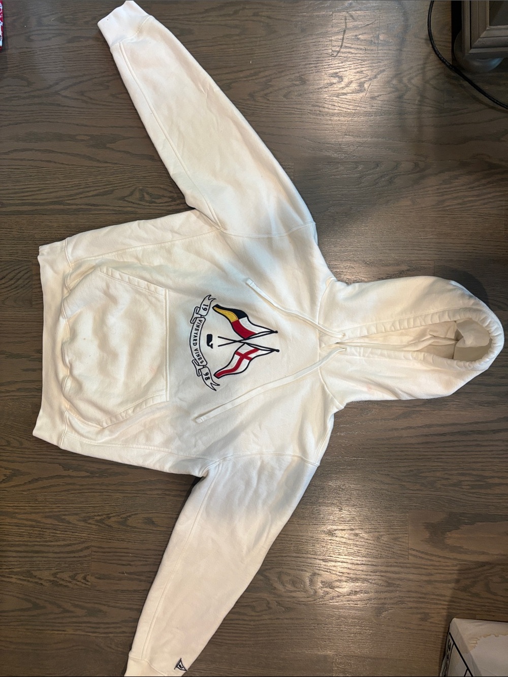 Vineyard Vines White Hoodie with Embroidered Nautical Flags